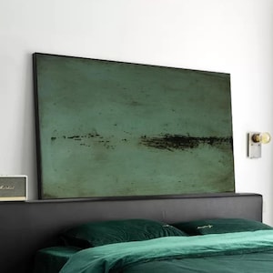 Pure Green Living Room Wall Decoration Painting Dark Green Abstract Art Minimalist Abstract Painting Large Abstract Art Dark Green Painting