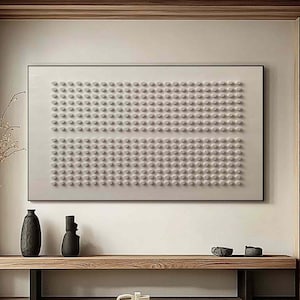 3D-texturerad neutral beige-grå väggkonst, minimalistisk gipsmålning, modern Wabi Sabi-heminredning