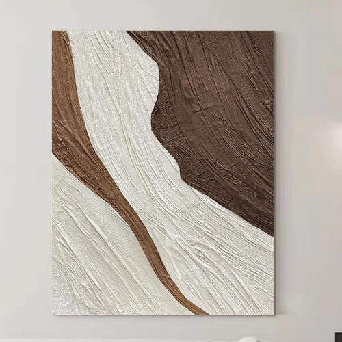 White and Brown Texture Art White and Brown Minimalist Etsy