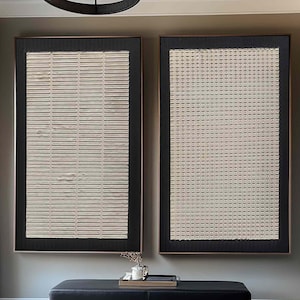 Cuadro de pared extragrande con textura beige en 3D, conjunto de pintura y decoración moderna de pared en blanco crema. imagen 1