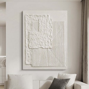 White Plaster Wall Decor Pure White Abstract Art Wabi-Sabi Textured Art White 3D Textured Art Modern White Minimalist Art White Wall Decor