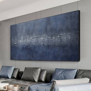 Pure Blue Living Room Decoration Pure Blue Wall Decor Pure Blue Minimalist Art Pure Blue Abstract Painting Modern Gradual Blue Wall Art