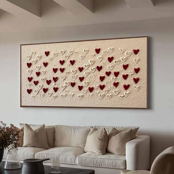 Love Heart Texture Painting 3D Plaster Texture Art Pure Beige Minimalist Wall Art Pure Beige Wall Decor Pure Beige Wabi-Sabi Texture Art