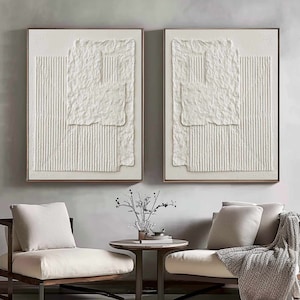 Weiße 3D-Texturwandkunst Weiße minimalistische Malerei Neutrale Gipsmalerei Wabi Sabi Wandkunst Weiße Texturmalerei moderne minimalistische Kunst