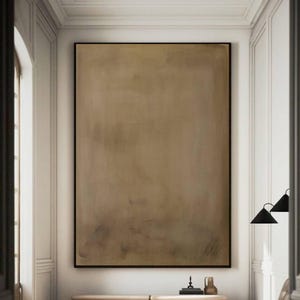 Wabi-Sabi Brown Abstract Oil Painting: Minimalist Canvas Wall Art