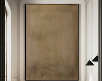 Wabi-Sabi Brown Abstract Oil Painting: Minimalist Canvas Wall Art