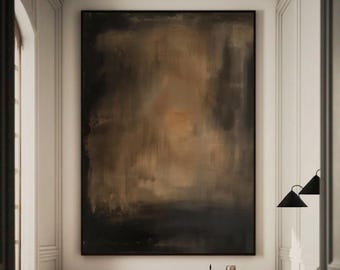 Black Brown Abstract Painting Brown Wabi-Sabi Wall Art Medieval Black Brown Painting Black Minimalist Wall Decor Black Dark Brown Wall Art