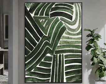 Smaragdgroene abstracte muurkunst Groene kunstwerken Groene canvaskunst Groene muurkunst Groene smaragd Minimalistische muurkunst Groene abstracte schilderkunst