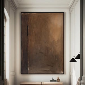 Brown Wabi-Sabi Painting Dark Brown Abstract Painting Medieval Brown Oil Painting Black Minimalist Wall Decor Brown Black Canvas Wall Art