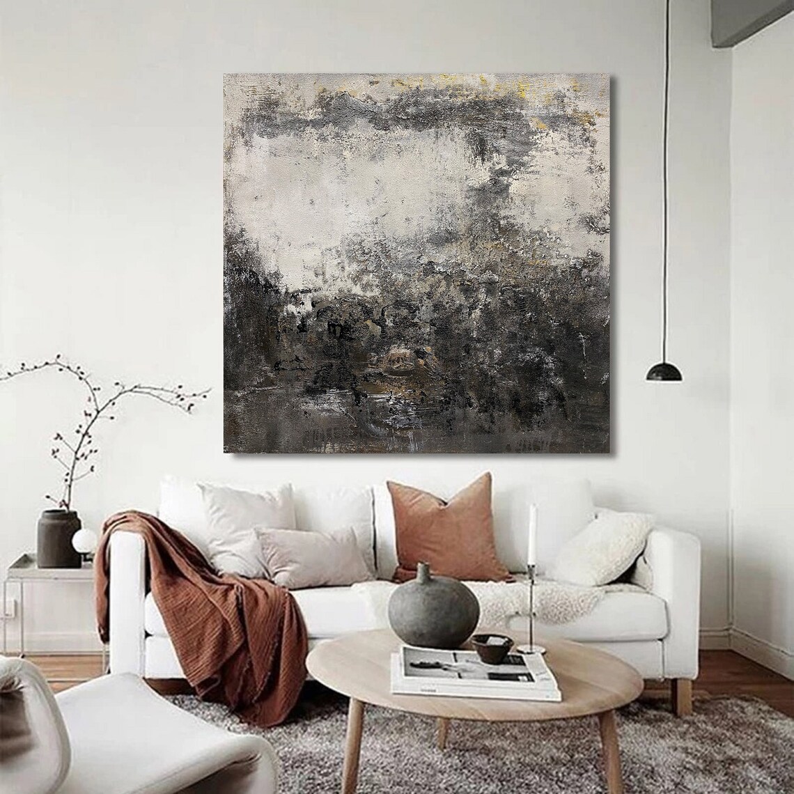 Black and Gray Wall Art Gray Wall Art Black and Gray Painting Etsy