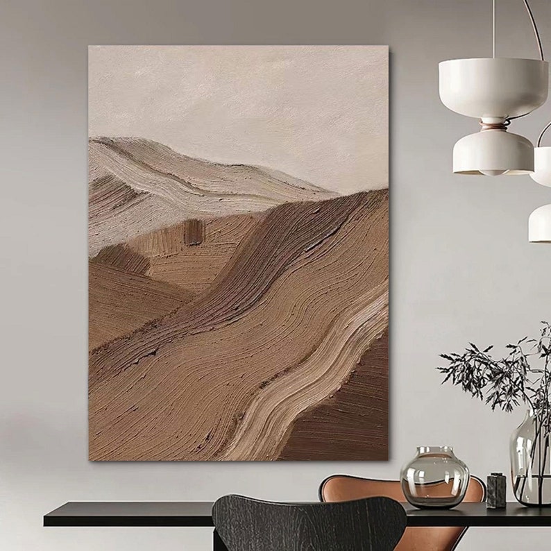 Brown Abstract Large Painting Brown Canvas Wall Art Texture Etsy