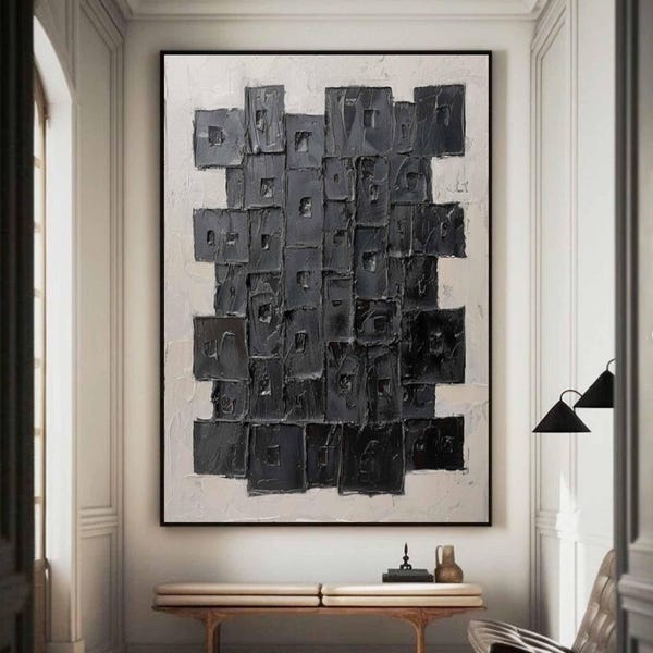 Beige Wabi-Sabi Wall Art Black Beige Texture Painting Medieval Neutral Beige Wall Painting Minimalist Wall Decor Neutral Beige Wall Decor