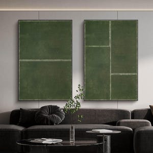 Green Minimalist Art Set: Modern Living Room Wall Decor image 3