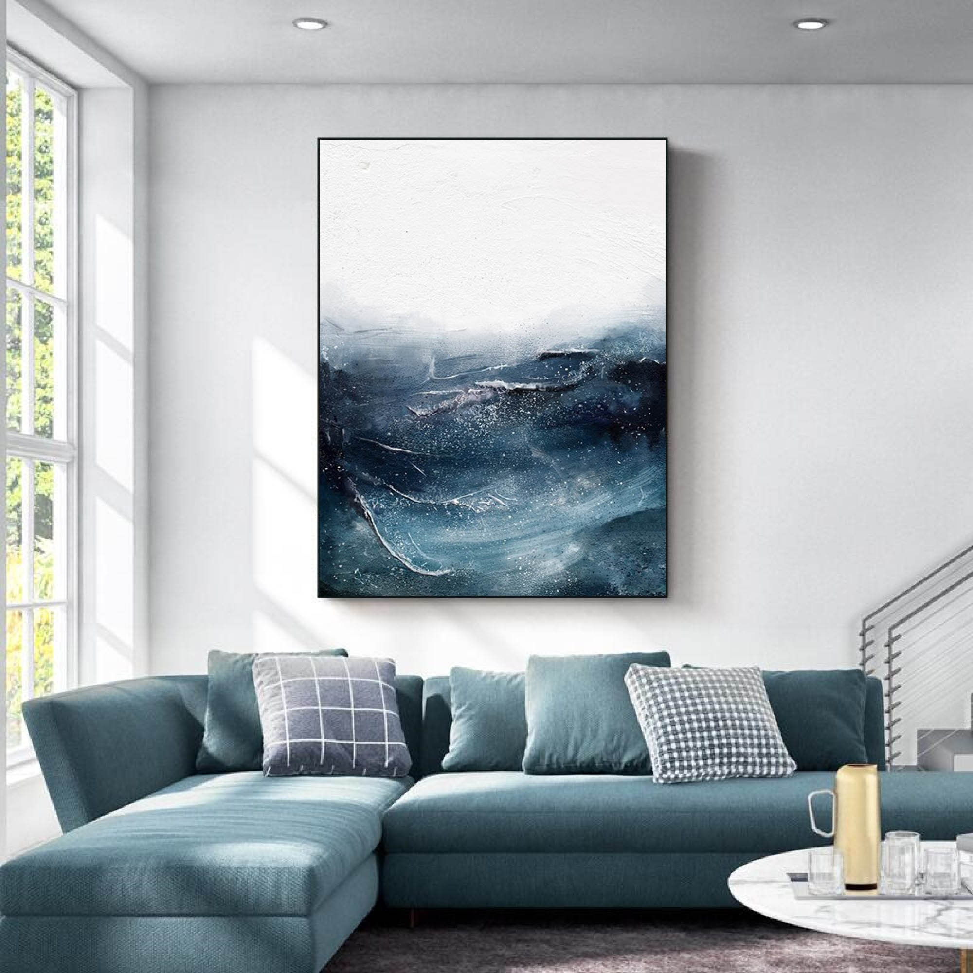 Modernist Blue Landscape Art Blue Texture Art Minimalist Art Etsy