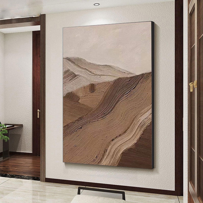 Brown Abstract Large Painting Brown Canvas Wall Art Texture Etsy