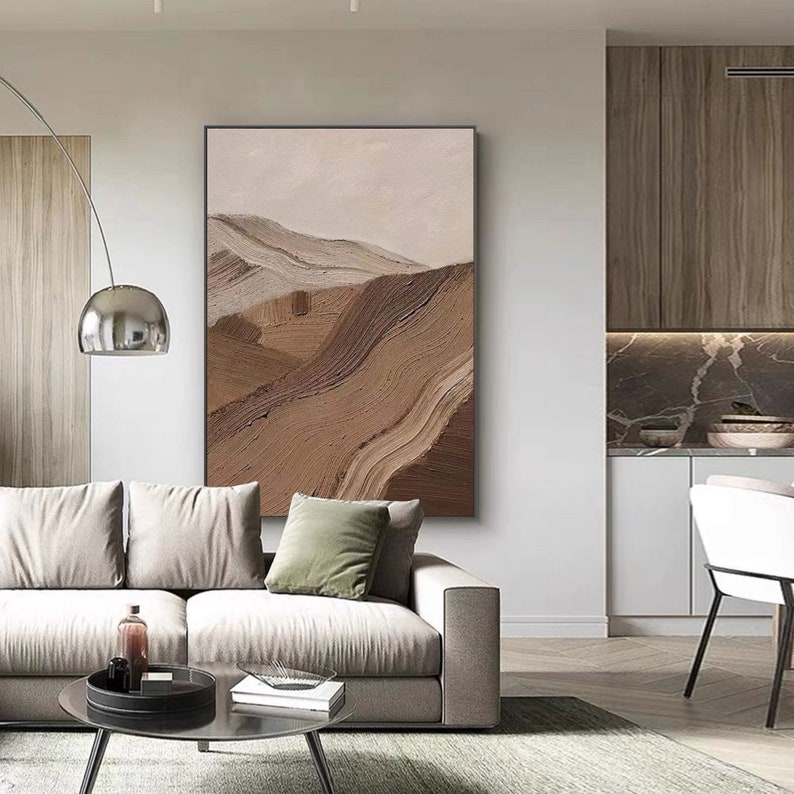 Brown Abstract Large Painting Brown Canvas Wall Art Texture Etsy