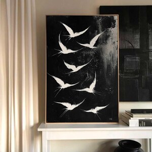 Birds Abstract Painting Modern Birds Art Surrealism Flying Dirds ...