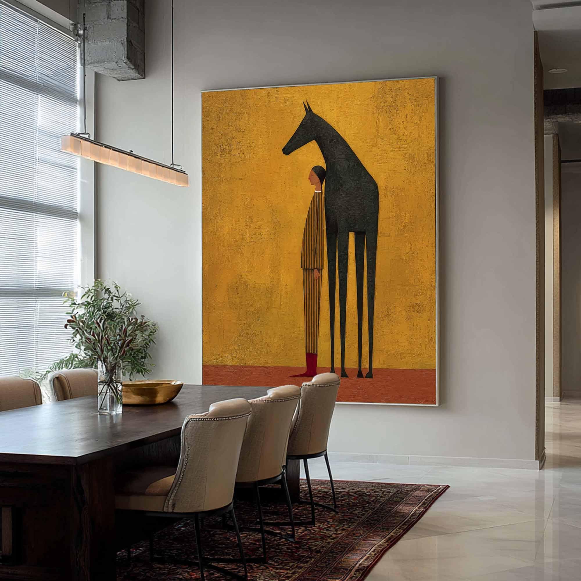 Original Abstract Horse Rider Figure Wall Art Western Cowboy Oil ...