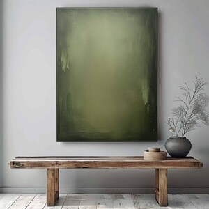 Modern Painting Olive Green Minimalist Art Olive Green Abstract Painting Neutral Green Painting Pure Green Wall Decor Wabi-Sabi Wall Art image 6