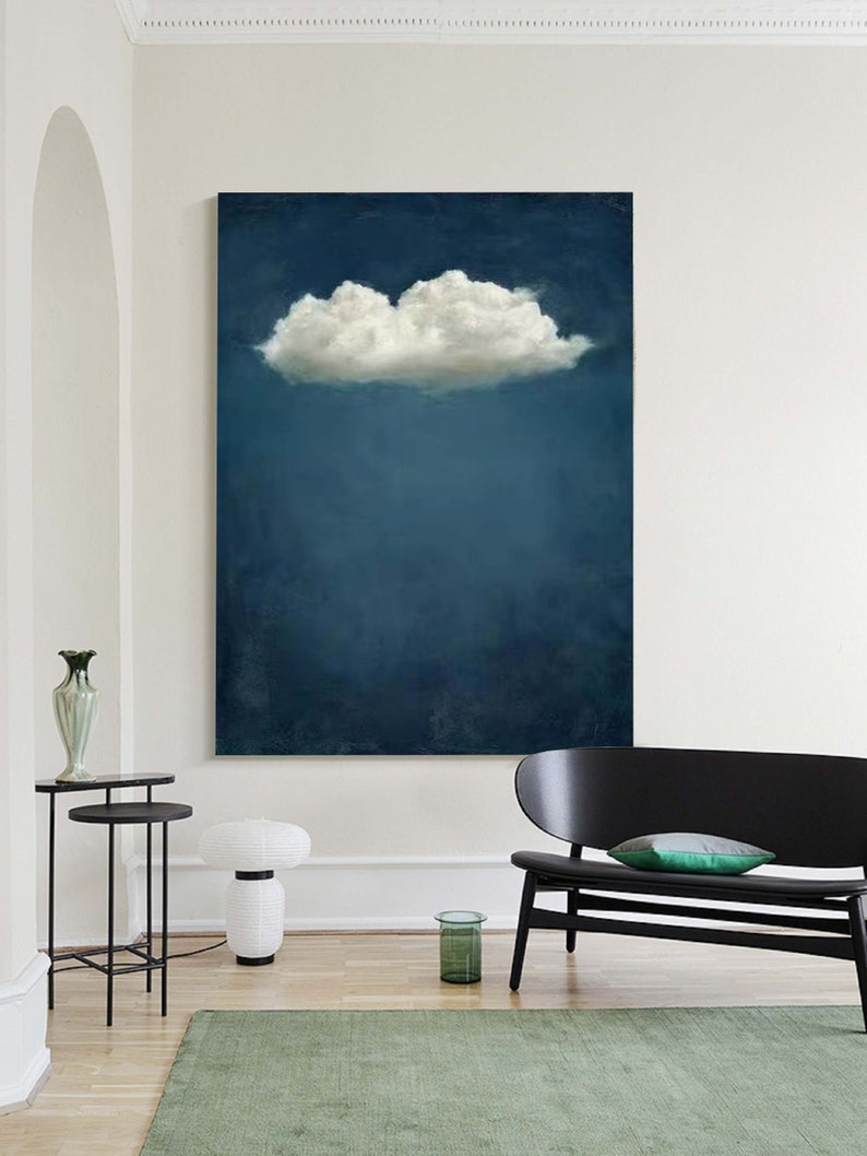Emerald Blue Cloud Painting Emerald Blue Wall Art Abstract Etsy