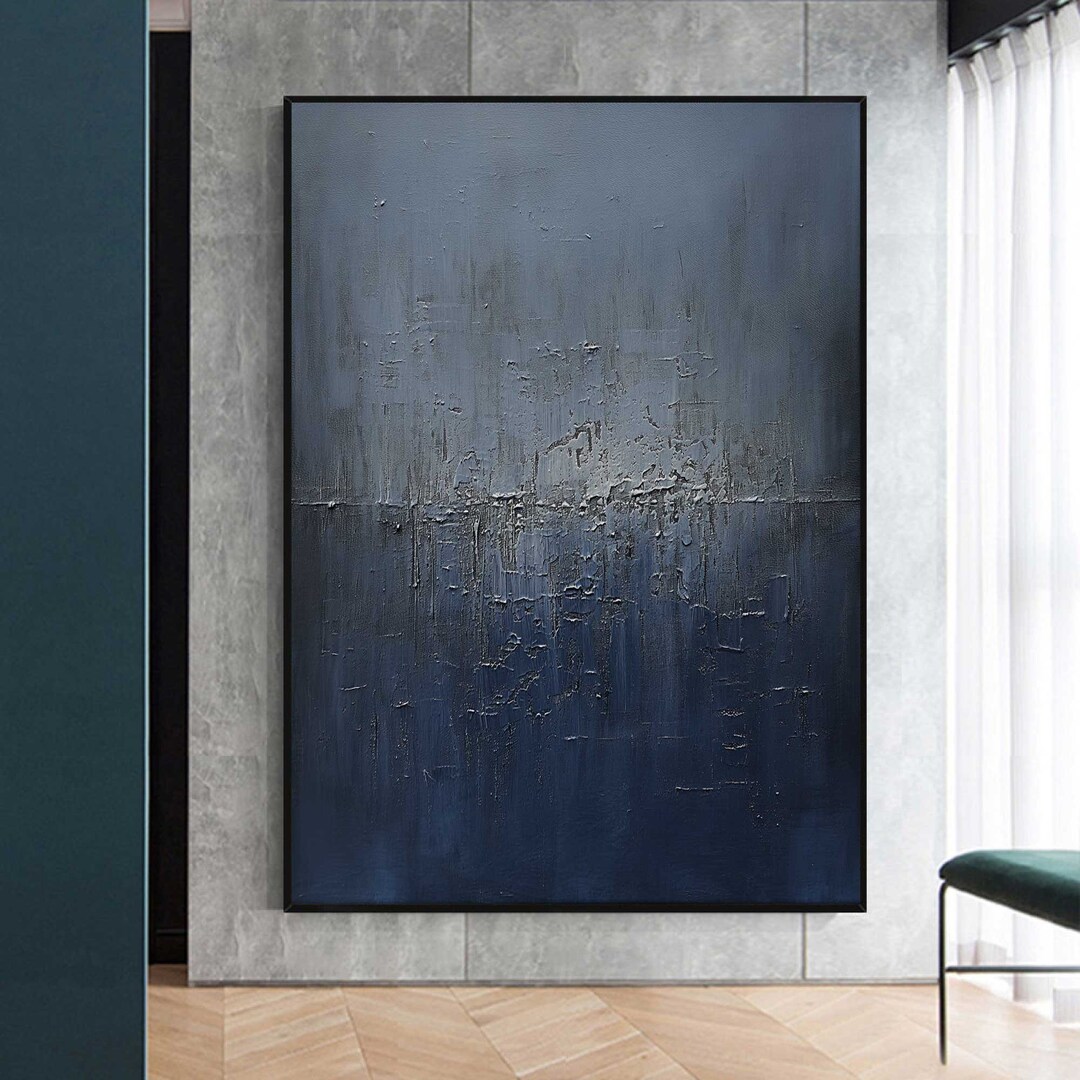 Dark Blue Texture Art Pure Blue Abstract Painting Minimalist Art ...