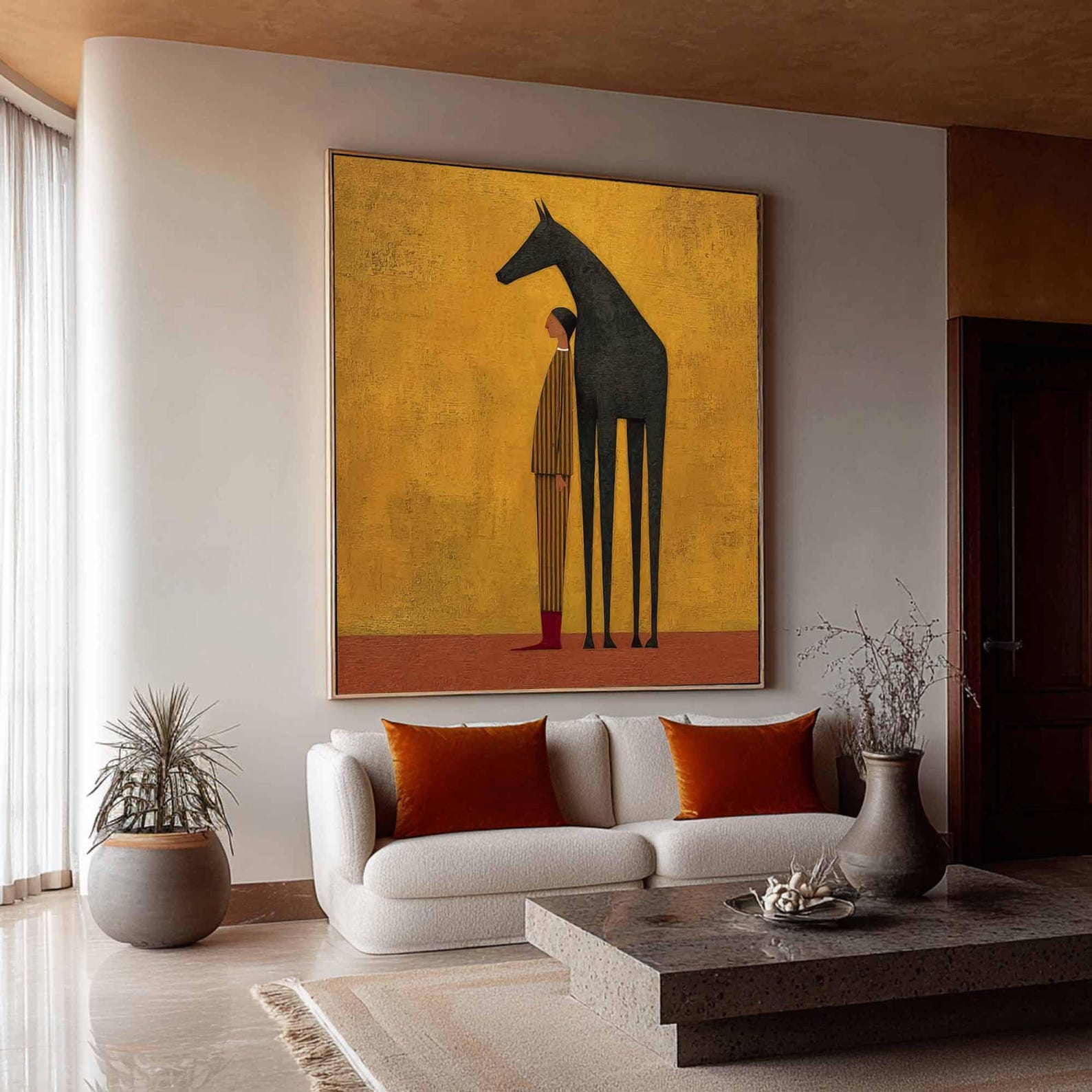 Original Abstract Horse Rider Figure Wall Art Western Cowboy Oil ...