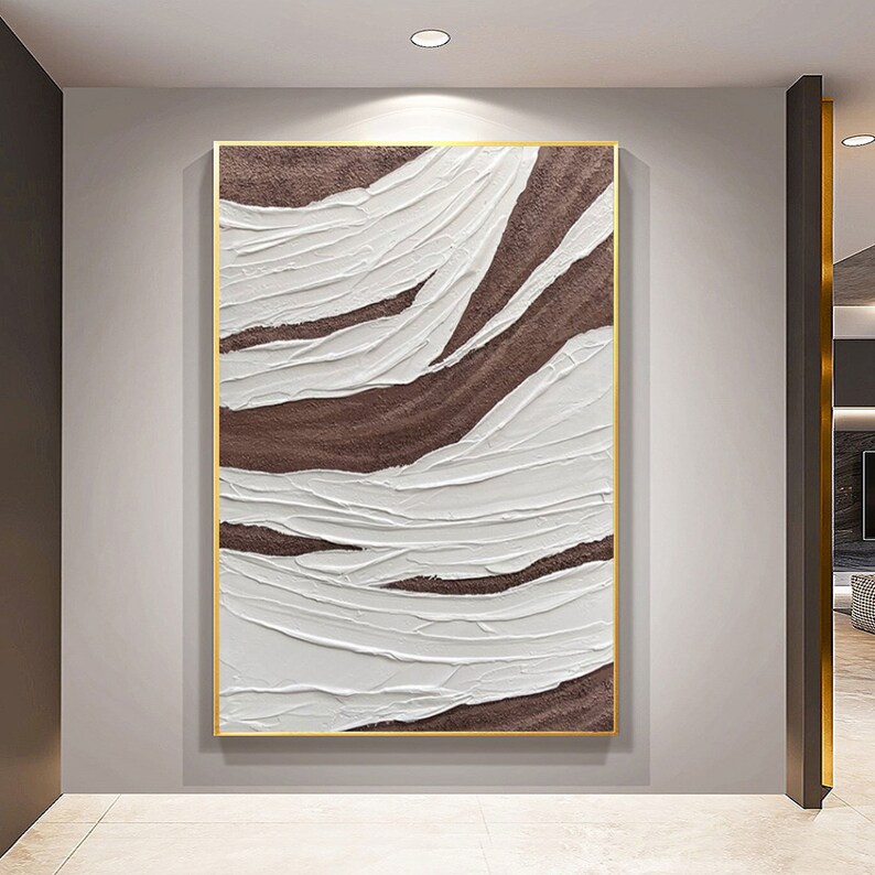 White and Brown Texture Art White and Brown Minimalist Etsy