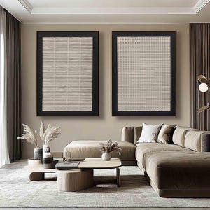 Cuadro de pared extragrande con textura beige en 3D, conjunto de pintura y decoración moderna de pared en blanco crema. imagen 6