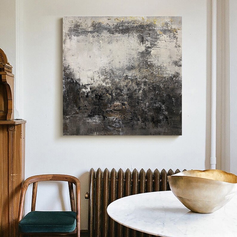 Black and Gray Wall Art Gray Wall Art Black and Gray Painting Etsy