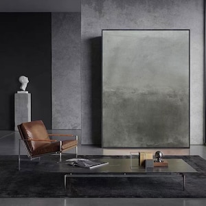 Pintura acrílica abstracta gris: arte mural minimalista