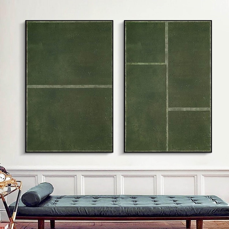 Green Minimalist Art Set: Modern Living Room Wall Decor image 4