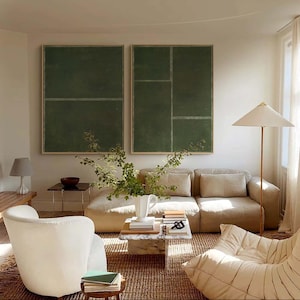 Green Minimalist Art Set: Modern Living Room Wall Decor image 1