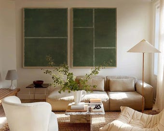 Green Minimalist Art Set: Modern Living Room Wall Decor