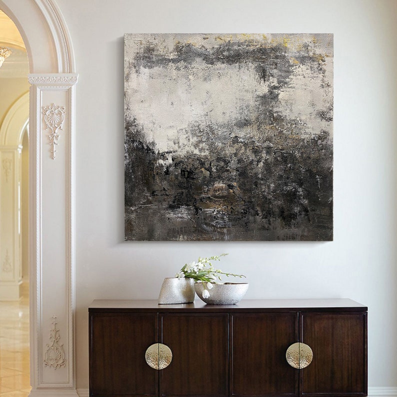Black and Gray Wall Art Gray Wall Art Black and Gray Painting Etsy