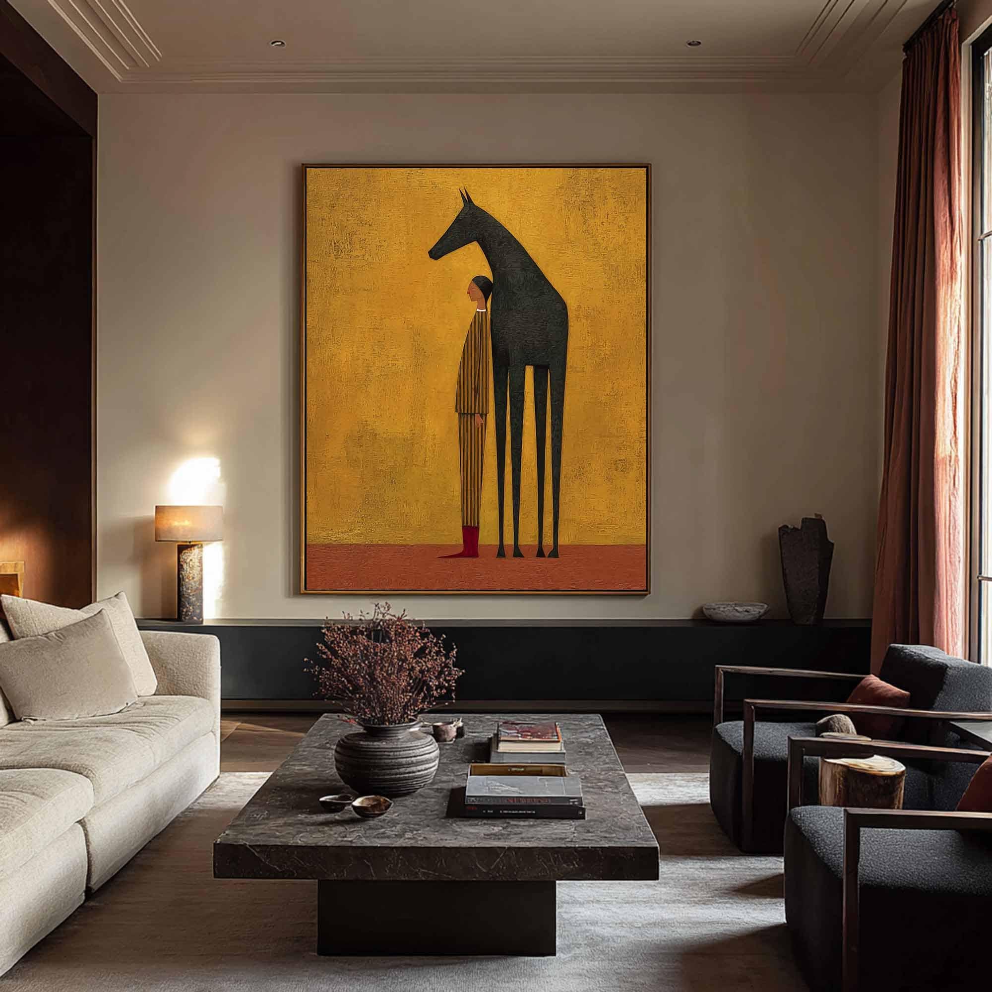 Original Abstract Horse Rider Figure Wall Art Western Cowboy Oil ...