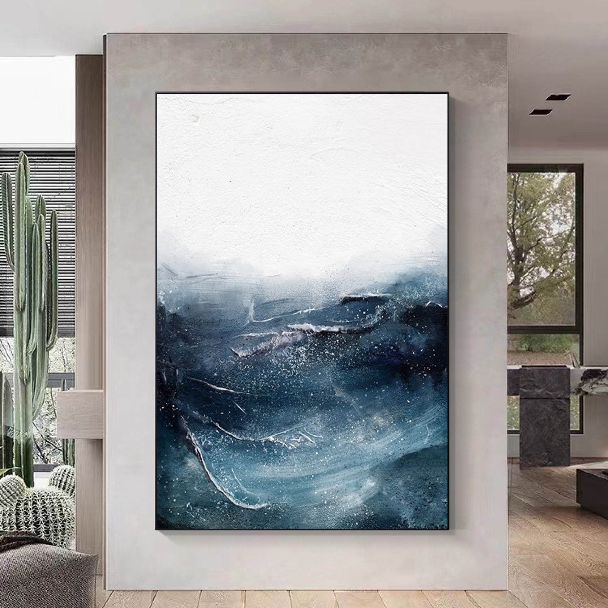 Modernist Blue Landscape Art Blue Texture Art Minimalist Art Etsy