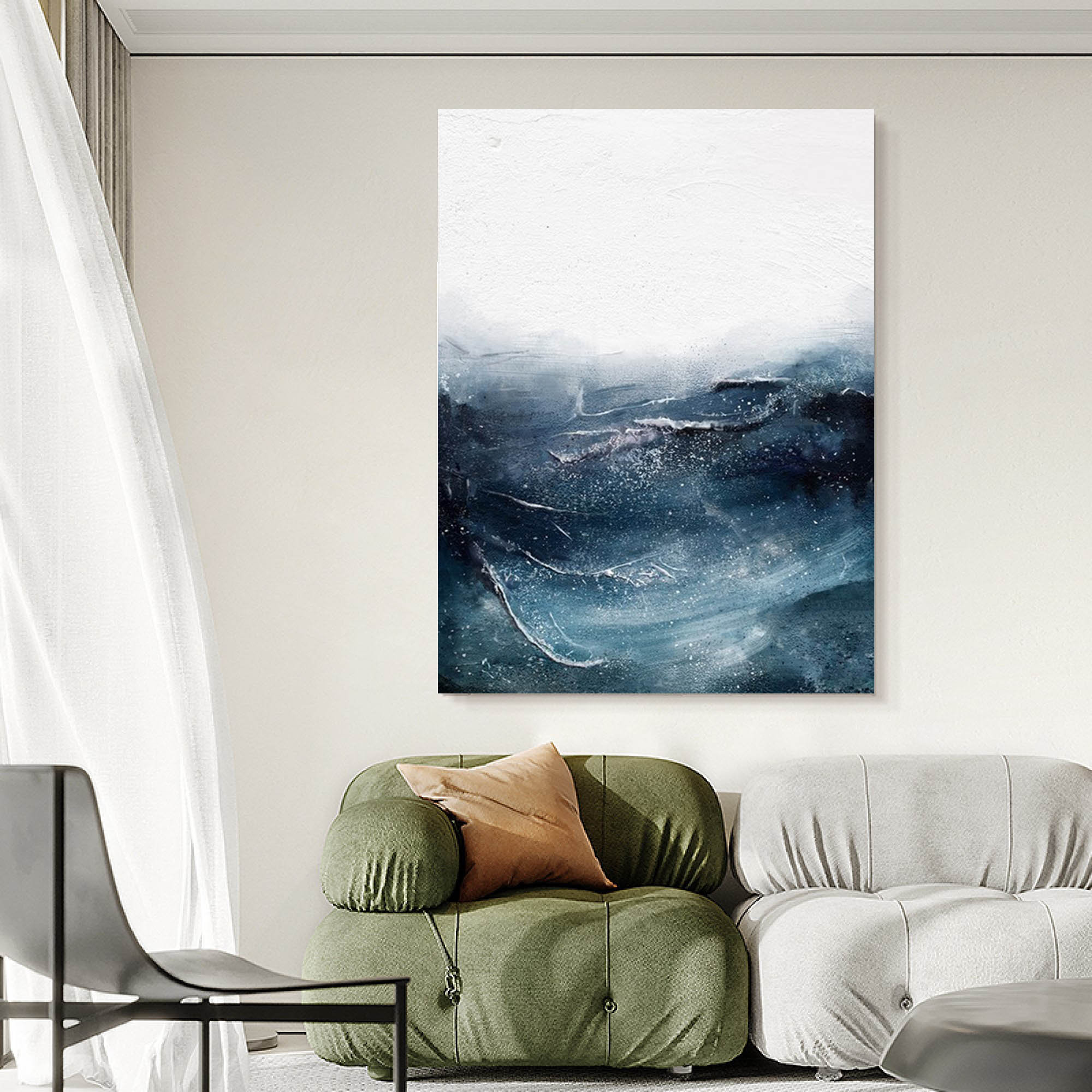 Modernist Blue Landscape Art Blue Texture Art Minimalist Art Etsy