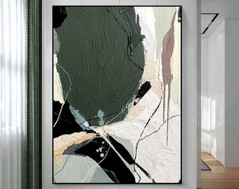 Modernist Home Decor Green Textured Painting Textured Wall Decor Green Abstract Painting Minimalist Wall Art Abstract Wall Decor
