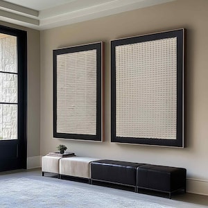 Cuadro de pared extragrande con textura beige en 3D, conjunto de pintura y decoración moderna de pared en blanco crema. imagen 5