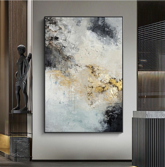 Original Modern Abstract Wall Art Gold and Black Abstract - Etsy