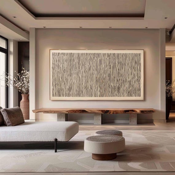 Pure Beige Wall Art Wabi-Sabi Wall Art Living Room Wall Decor Beige Minimalist Art Beige Abstract Wall Art Beige Black Abstract Painting