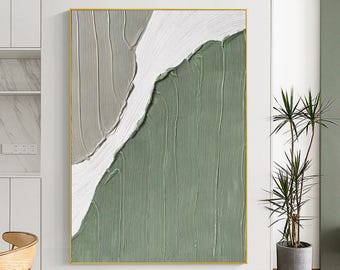 Pure Texture Art Line Texture Painting Green Minimalist Painting Green Canvas Wall Art Green Texture Art Modern Living Room Wall Decor