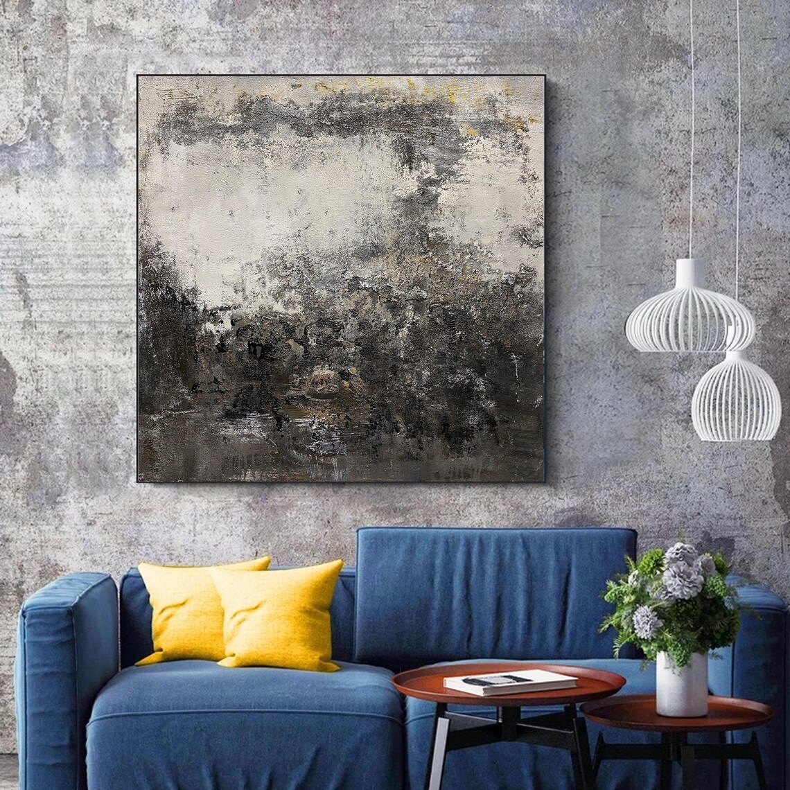 Black and Gray Wall Art Gray Wall Art Black and Gray Painting - Etsy