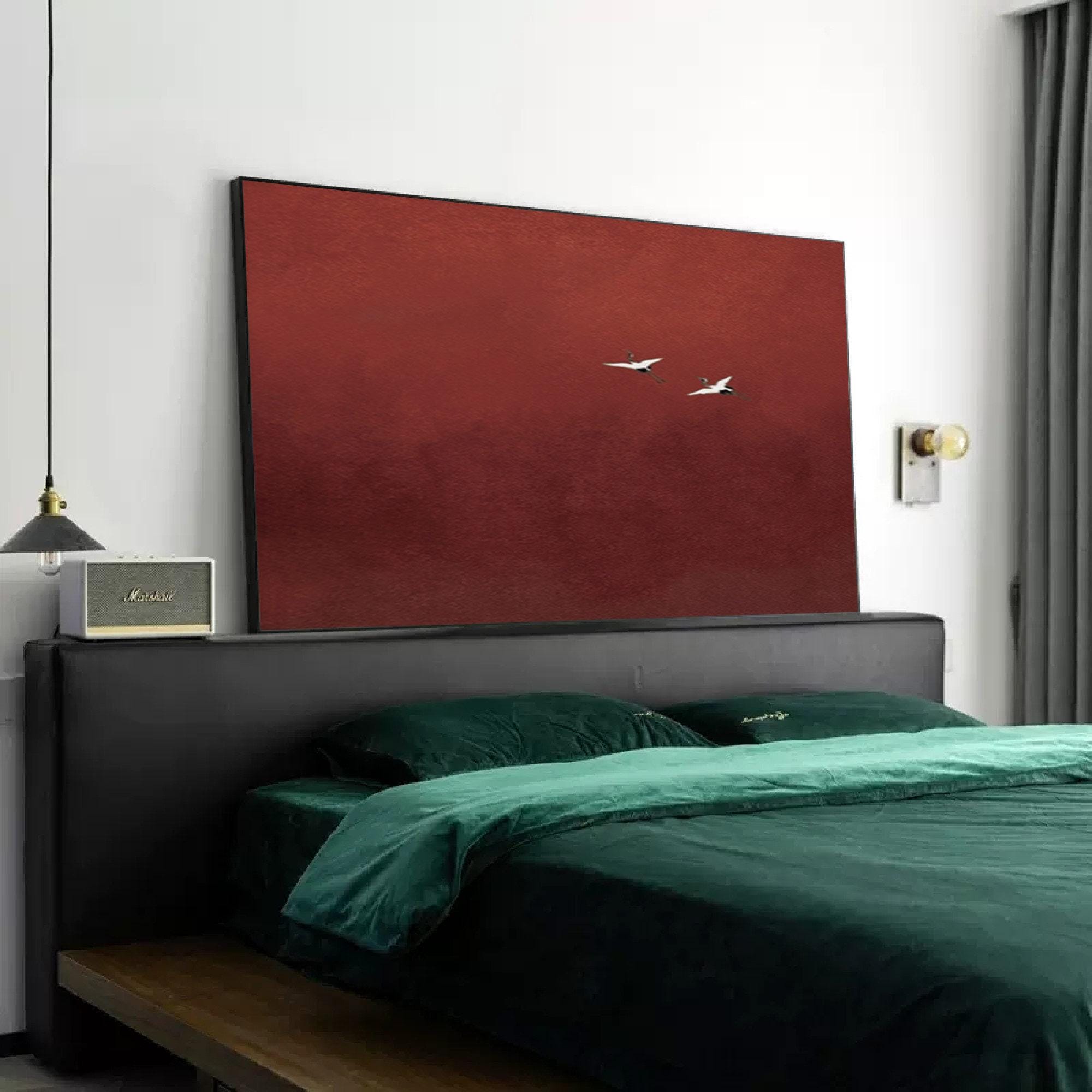 Pure Red Modern Minimalist Art Deep Red Sky Abstract Painting Modern Wall Art Painting Deep Red Living Room Decoration Deep Red Wall Decor
