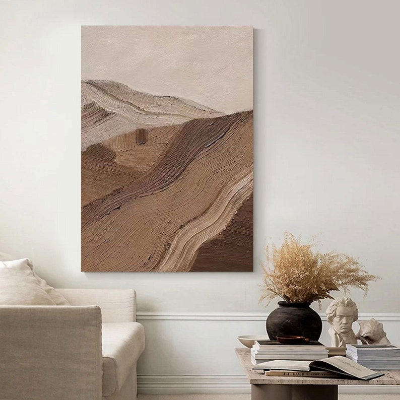 Brown Abstract Large Painting Brown Canvas Wall Art Texture Etsy