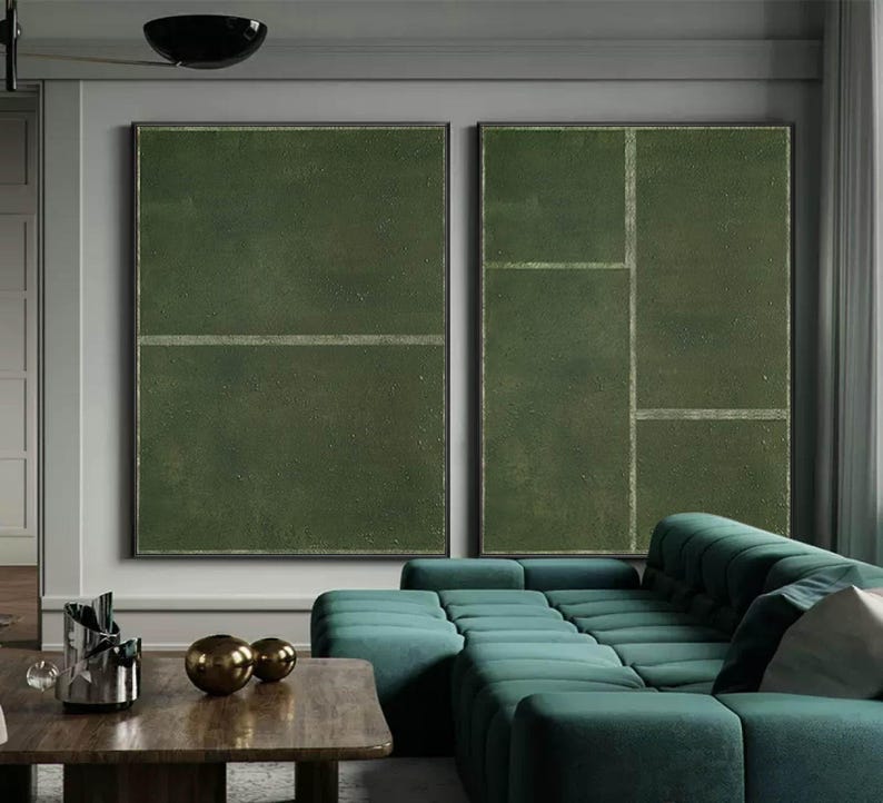Green Minimalist Art Set: Modern Living Room Wall Decor image 8