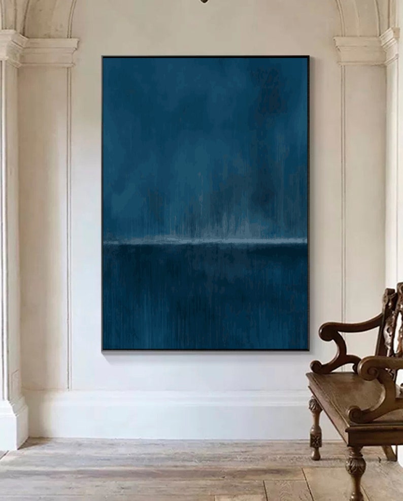 Puur blauwe minimalistische kunst Textuurkunst Minimalistische kunst Puur blauwe muurdecoratie Puur blauwe muurkunst Blauwe muurkunst Modernistische abstracte kunst afbeelding 8