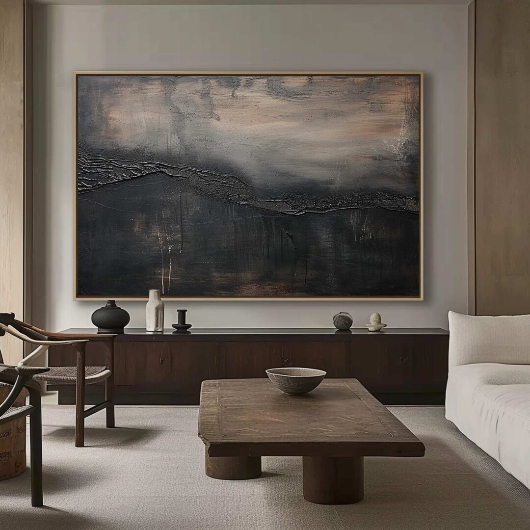 Super Large Abstract Art Black and Brown Abstract Painting Medieval ...