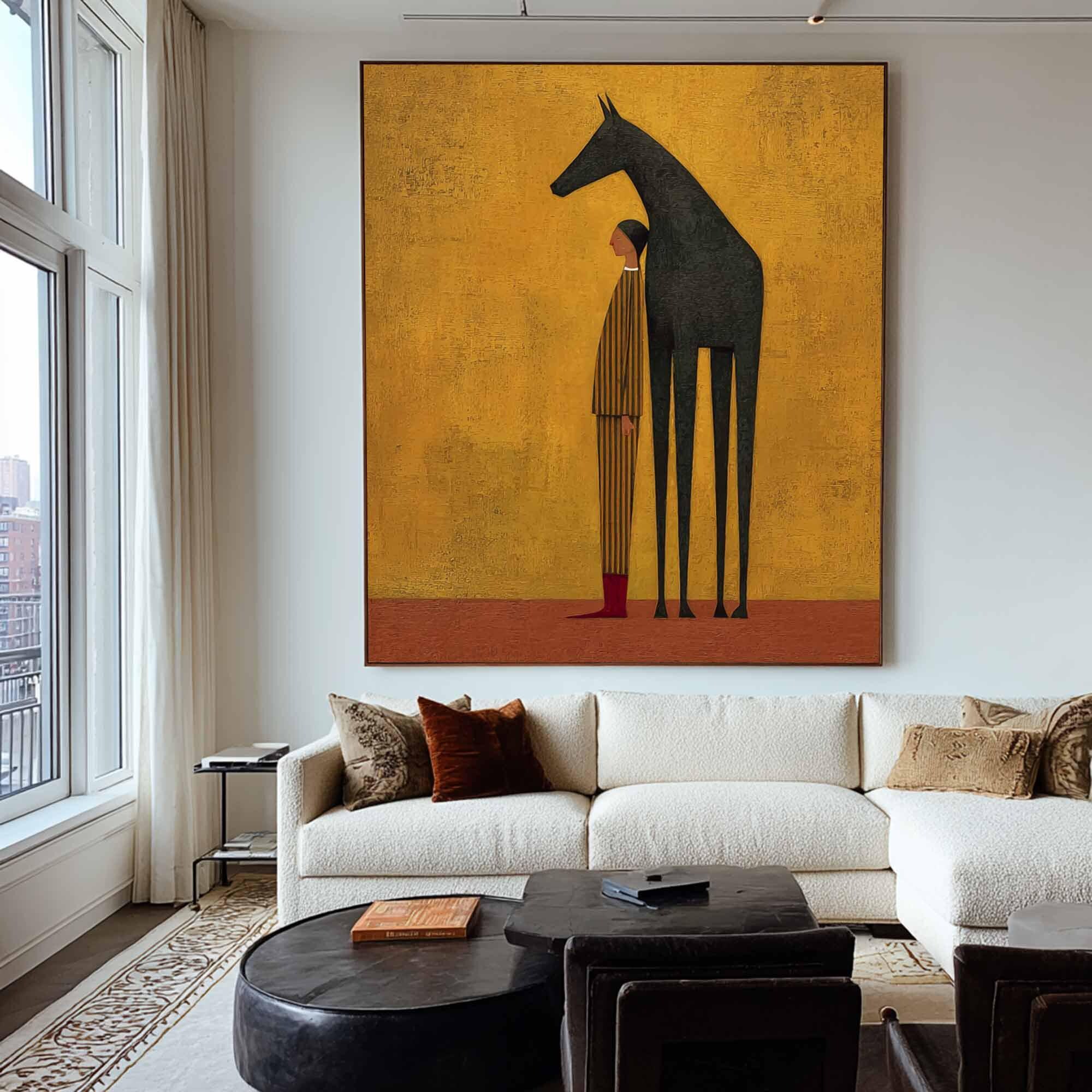 Original Abstract Horse Rider Figure Wall Art Western Cowboy Oil ...