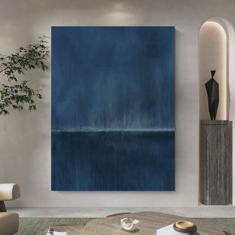 Puur blauwe minimalistische kunst Textuurkunst Minimalistische kunst Puur blauwe muurdecoratie Puur blauwe muurkunst Blauwe muurkunst Modernistische abstracte kunst afbeelding 4